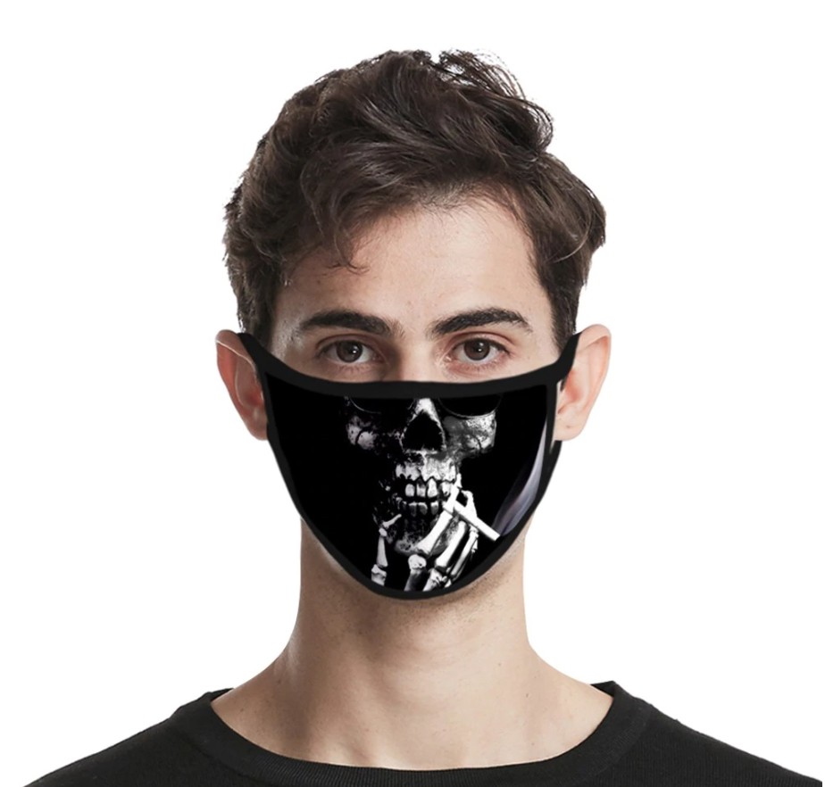 črna zaščitna maska v obliki poliestra lobanje