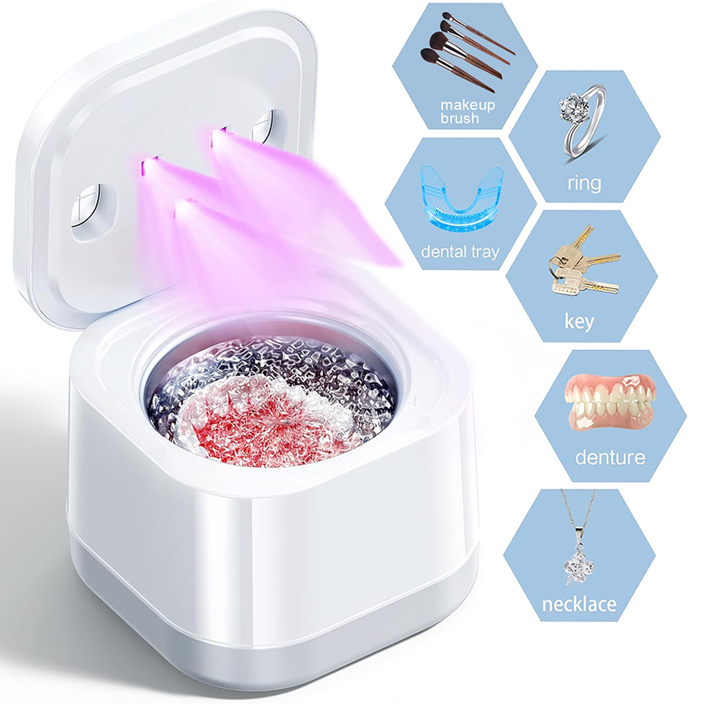 čistilna ultrazvočna naprava za alignerje, ščitnike za usta, zobne aparate, glave zobnih ščetk, nakit