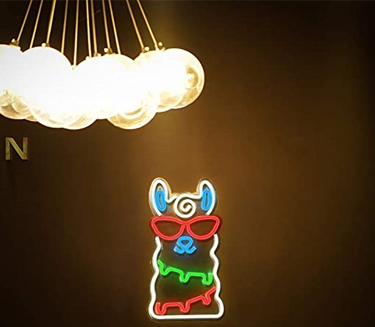 svetleč lama neonski stenski logotip
