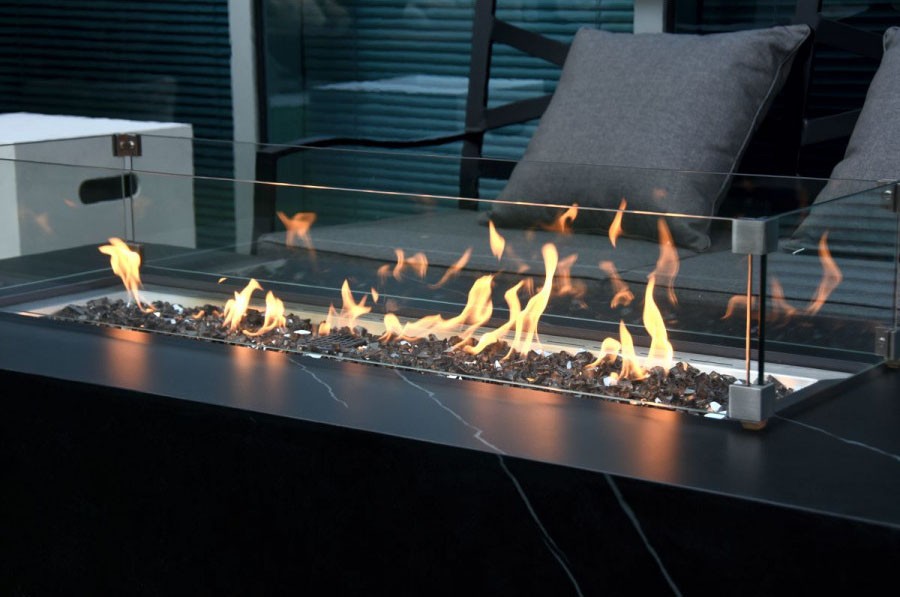 Propan ognjišče miza keramični črni marmorni kamin