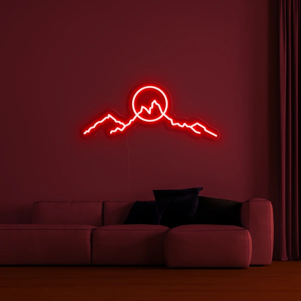 Svetleči LED neonski napis na steni 3D oblika - MOUNTAINS
