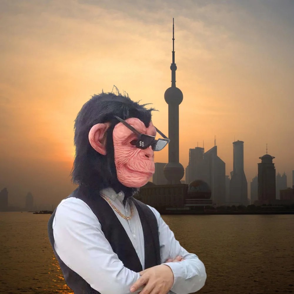 Silikonska maska za glavo iz opice šimpanza iz lateksa