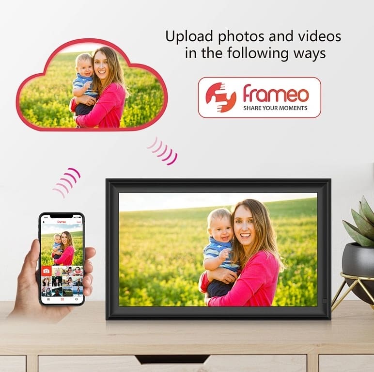 digitalni foto okvir za fotografije wifi app zaslon na dotik 15"
