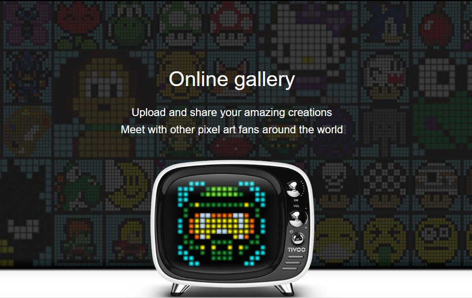 spletna galerija tivoo zvočnikov pixel art