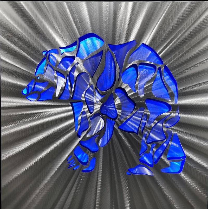 polarni medved - LED abstraktne kovinske slike 3D aluminij