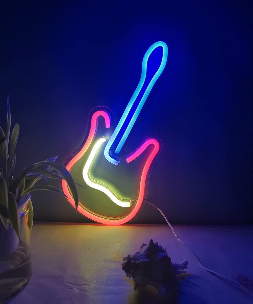 svetleča kitara na steni - led neon