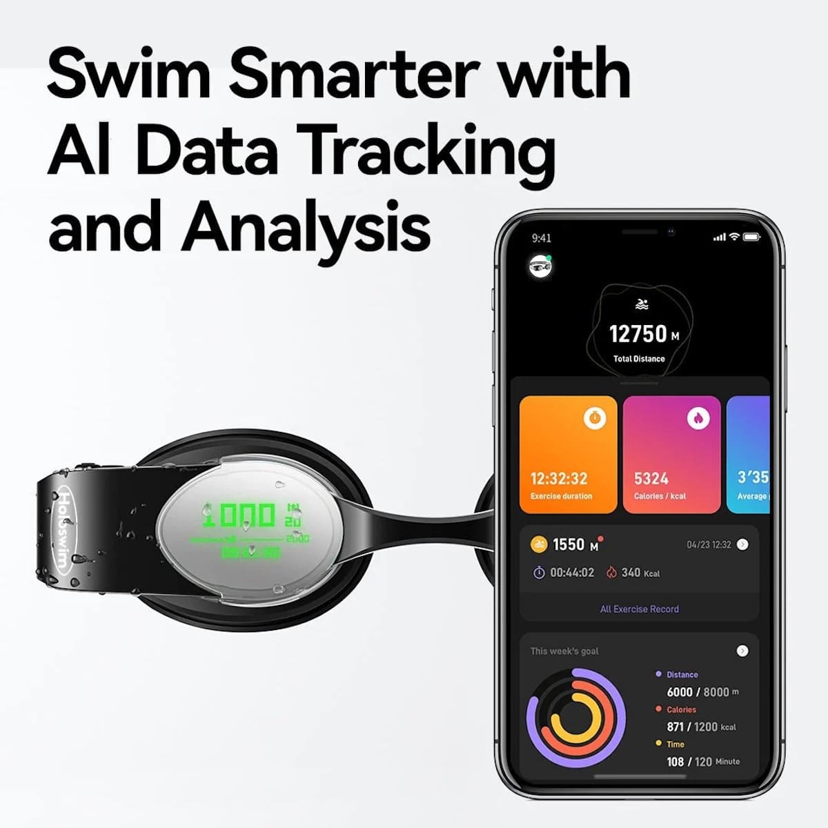 pametna plavalna očala holo swim z aplikacijo za pametni telefon