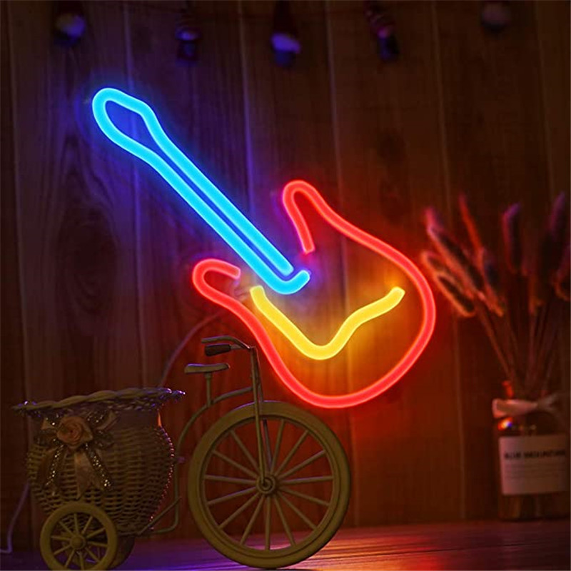 neonska svetleča osvetlitev kitare