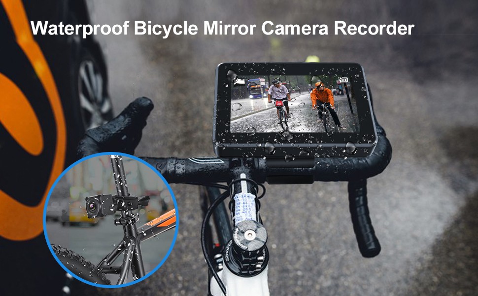 vodotesna kolesarska kamera IP68 z monitorjem s snemanjem