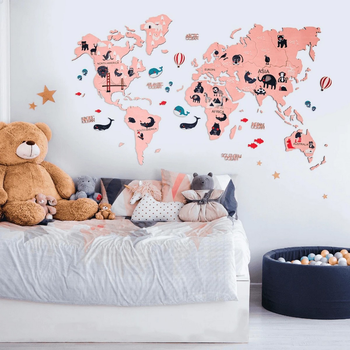 svetovni zemljevid za otroke - roza