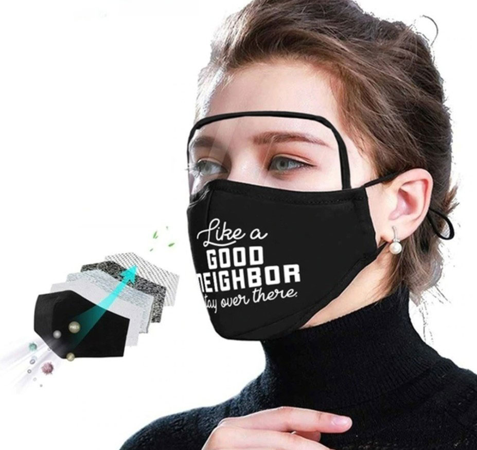 črna zaščitna maska s ščitom
