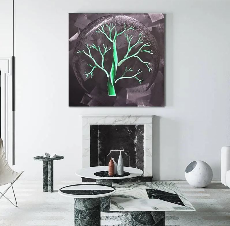 drevo življenja kovinske slike srebro aluminij za steno