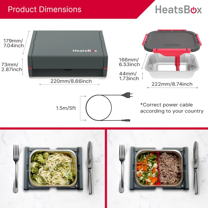 škatla za kosilo za hrano z električnim gretjem za hrano heatsbox pro