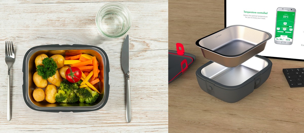 Termo škatla za segrevanje hrane s povezavo preko bluetootha na mobilni telefon