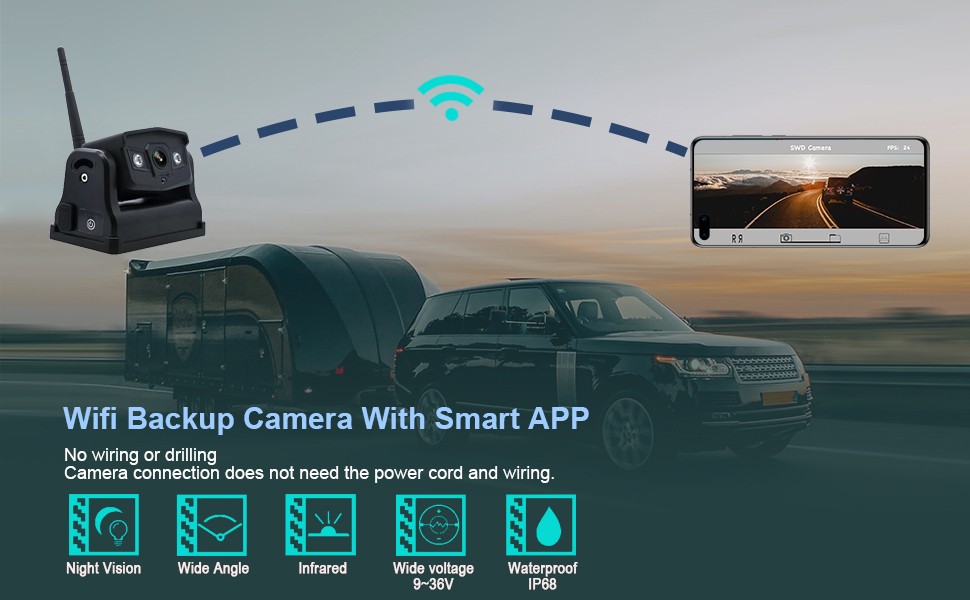 Kamera za vzvratno vožnjo z magnetom s prenosom v živo na mobilni telefon